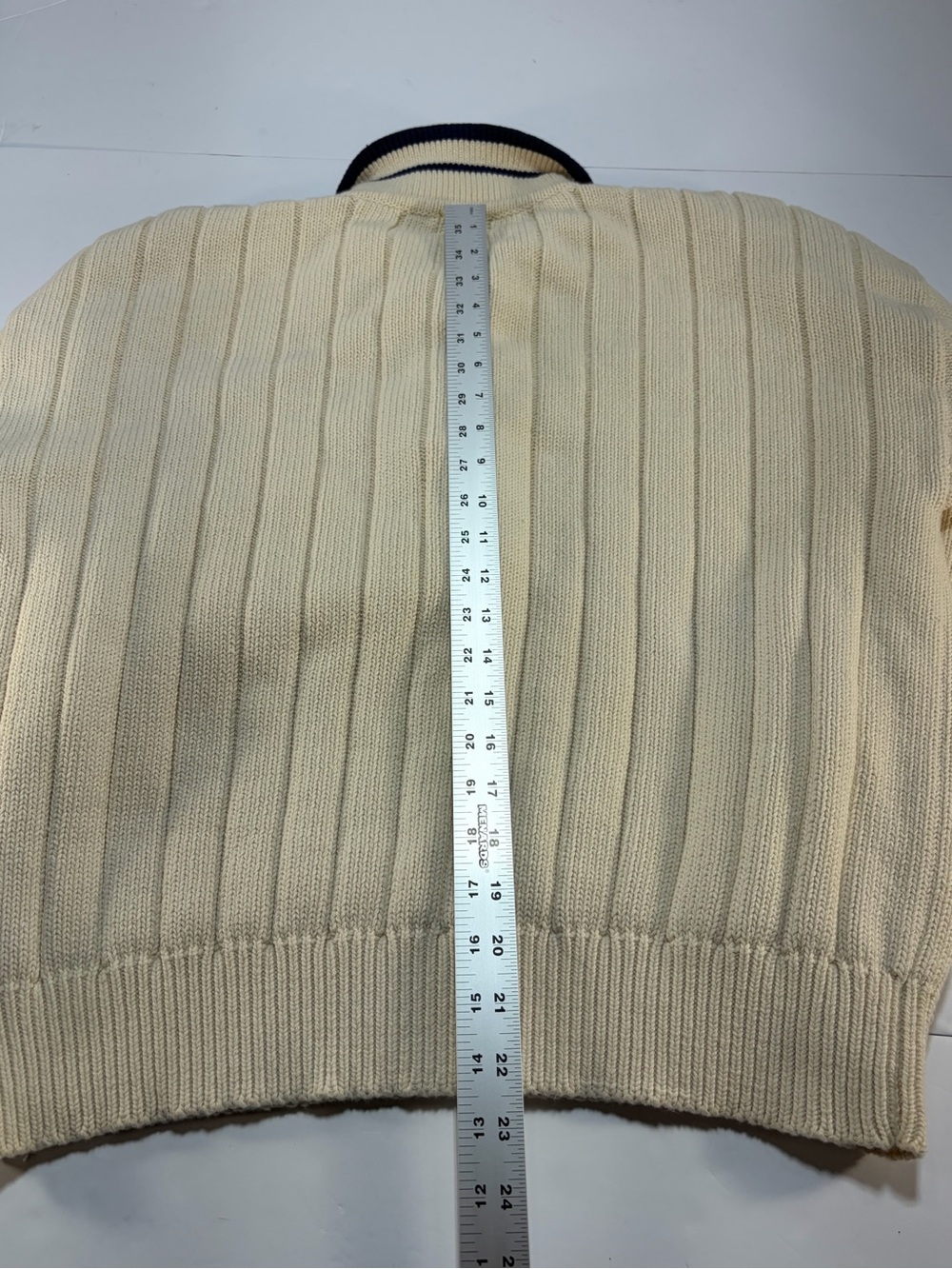 Vintage 90s GAP Crest Knit Polo Sweater Ivory Men's XL Old Money Preppy - Picture 4 of 8